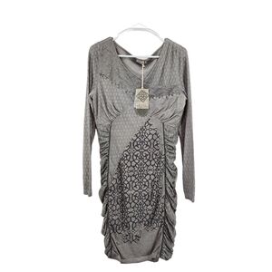 Angels Never Die Women's Cotton Blend Ruched Bodycon Artsy Dress